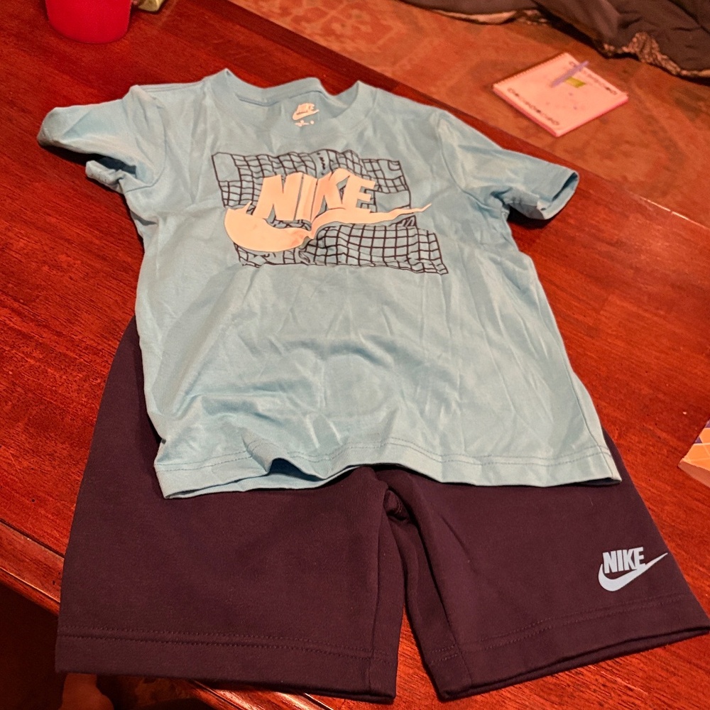 Nike Light Blue Tee and Dark Blue Shorts Set